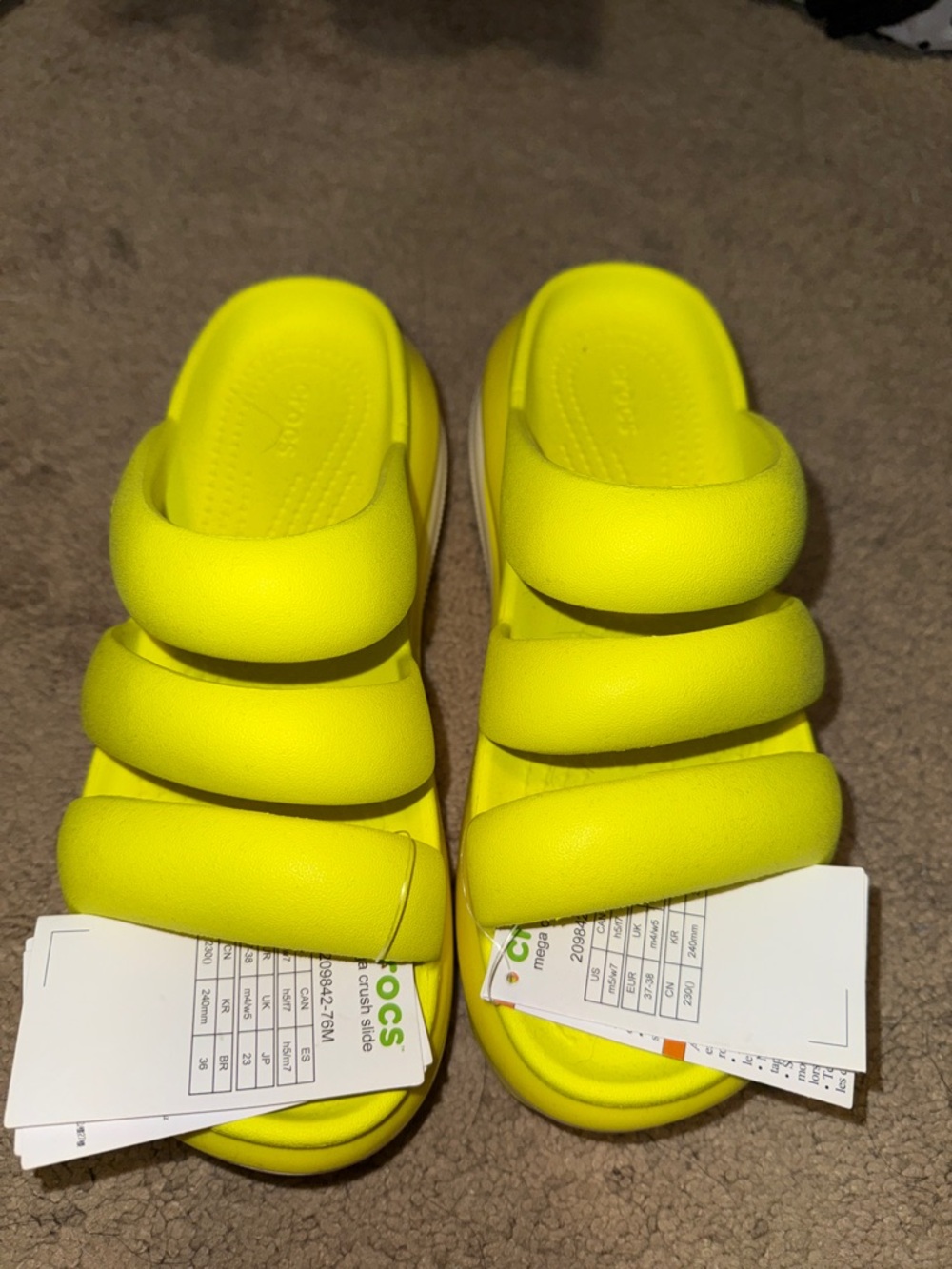 CROCS Women's Padded Platform Slide - Bright Yellow - Picture 3 of 3